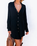 Kennedy Cotton Pocketed Button Down Tunic - Black - FINAL SALE Ins Street
