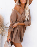 Kennedy Cotton Pocketed Button Down Tunic - Camel Ins Street