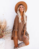 Kennedy Cotton Pocketed Button Down Tunic - Camel Ins Street