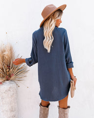 Kennedy Cotton Pocketed Button Down Tunic - Denim Ins Street