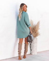 Kennedy Cotton Pocketed Button Down Tunic - Green Ins Street