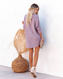 Kennedy Cotton Pocketed Button Down Tunic - Lavender Ins Street