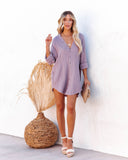 Kennedy Cotton Pocketed Button Down Tunic - Lavender Ins Street