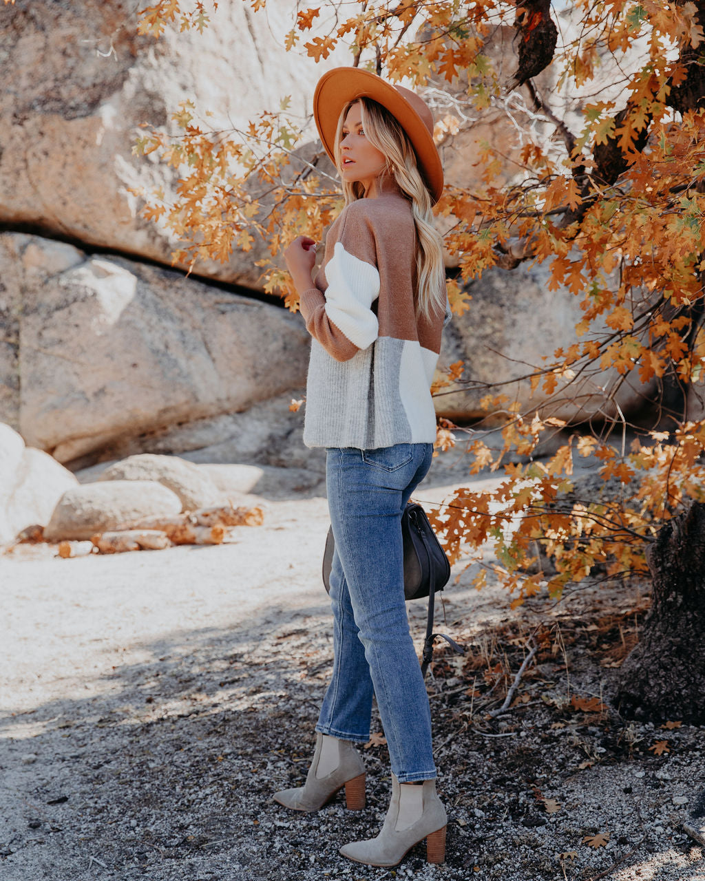 Kidman Colorblock Mock Neck Sweater - Camel Ins Street