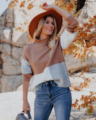 Kidman Colorblock Mock Neck Sweater - Camel Ins Street