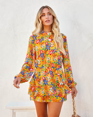 Kimmy Floral Ruffle Tiered Romper - Orange Ins Street