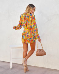 Kimmy Floral Ruffle Tiered Romper - Orange Ins Street