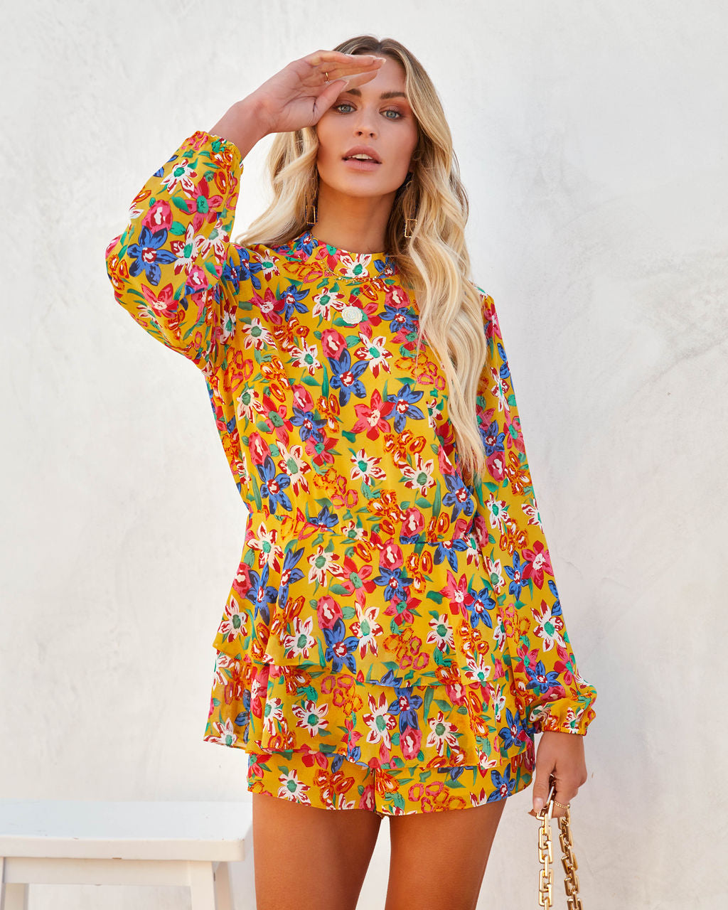 Kimmy Floral Ruffle Tiered Romper - Orange Ins Street