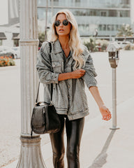 Kind Of A Big Deal Pocketed Studded Denim Jacket - Light Wash Ins Street