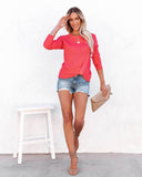 Knot Your Girlfriend Thermal Knit Top - Coral Ins Street