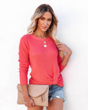 Knot Your Girlfriend Thermal Knit Top - Coral