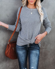 Knot Your Girlfriend Thermal Knit Top - Heather Grey Ins Street