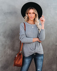 Knot Your Girlfriend Thermal Knit Top - Heather Grey Ins Street