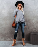 Knot Your Girlfriend Thermal Knit Top - Heather Grey Ins Street