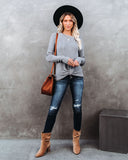 Knot Your Girlfriend Thermal Knit Top - Heather Grey Ins Street