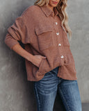 Kole Pocketed Button Down Textured Shacket - Brown - FINAL SALE Ins Street