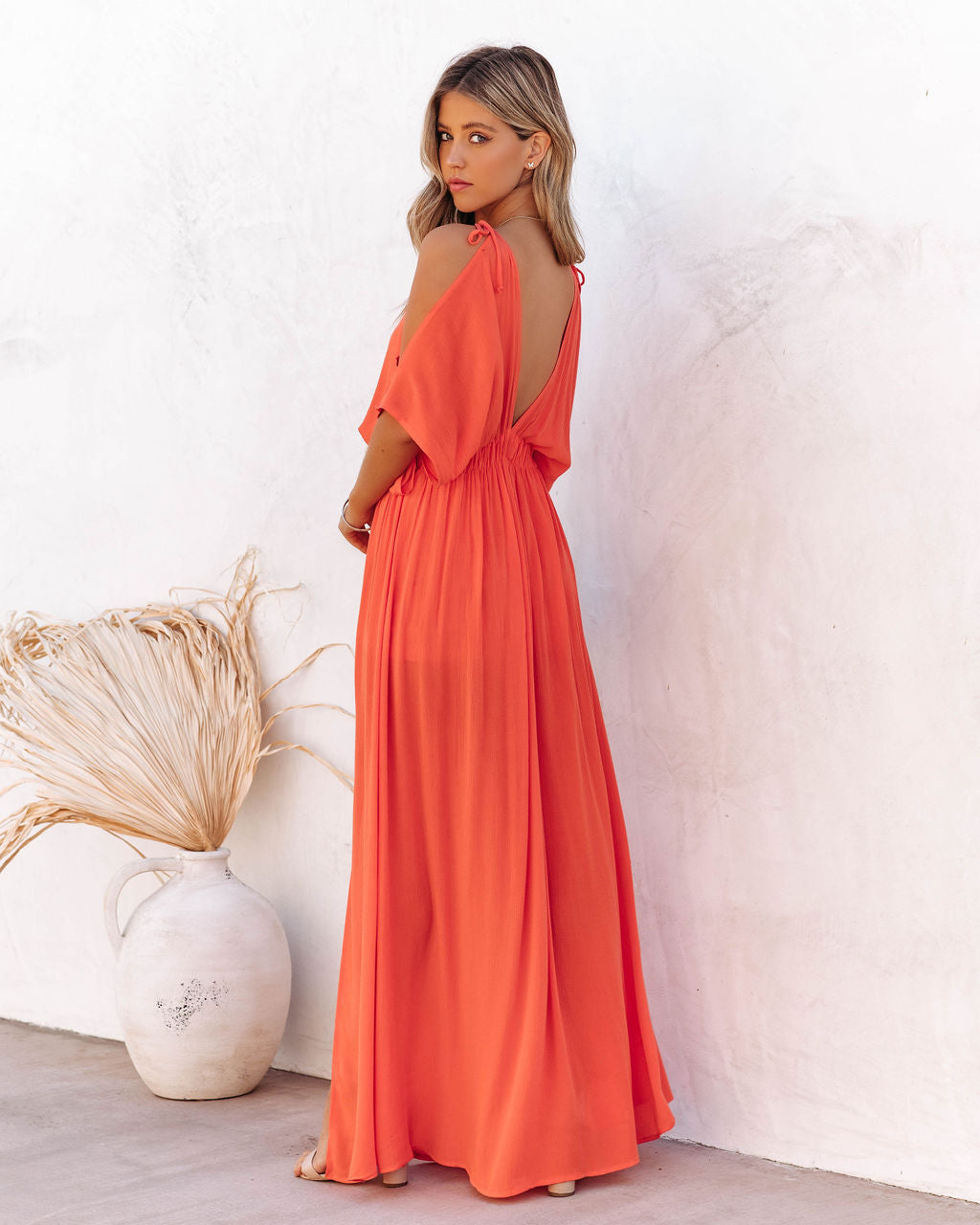 Korrine Cold Shoulder Maxi Dress - Coral Ins Street