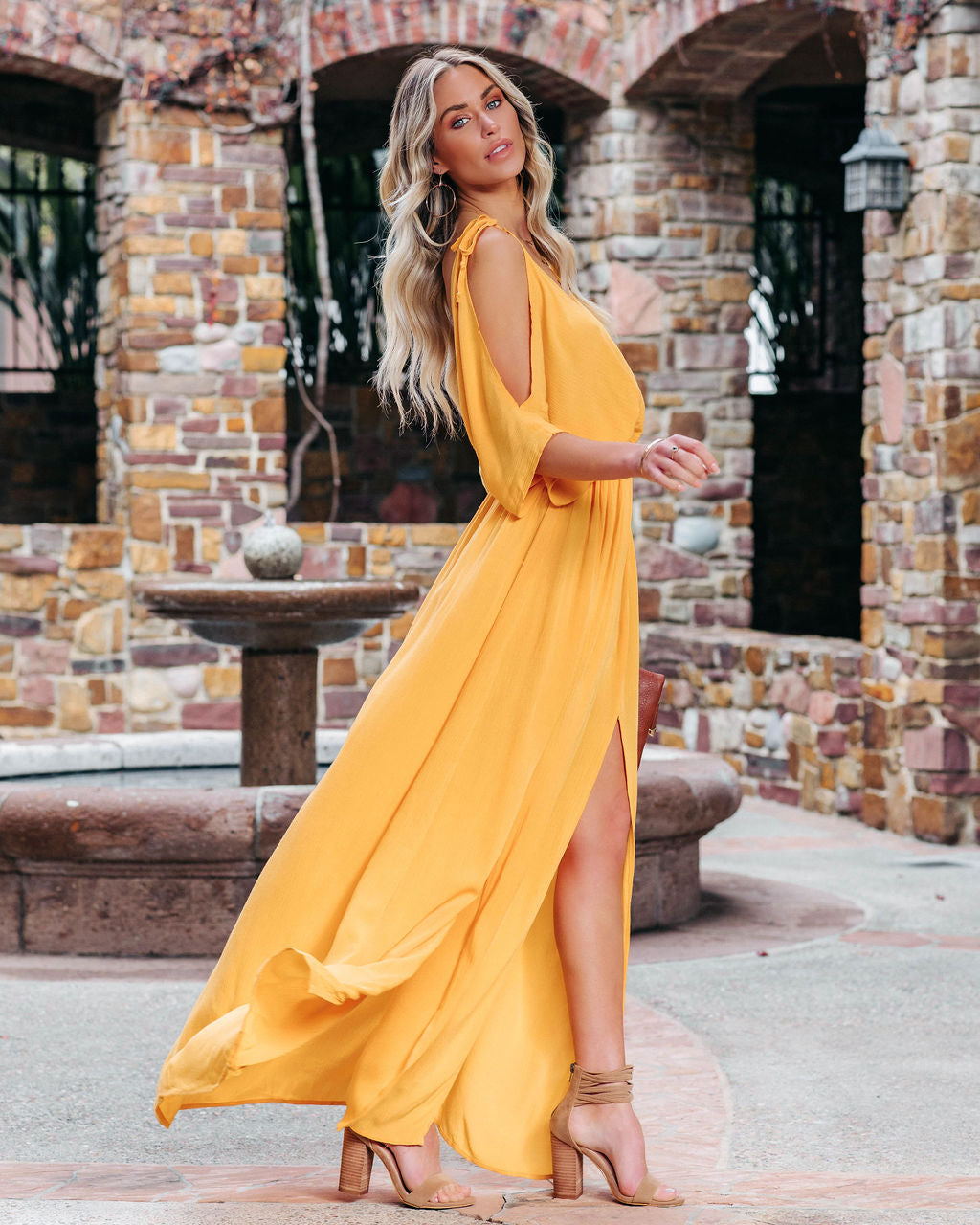 Korrine Cold Shoulder Maxi Dress - Marigold Ins Street