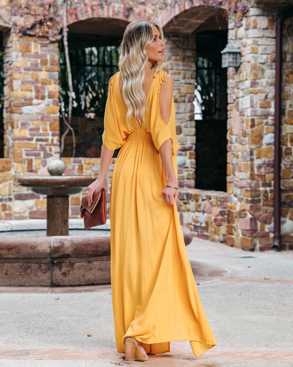 Korrine Cold Shoulder Maxi Dress - Marigold Ins Street