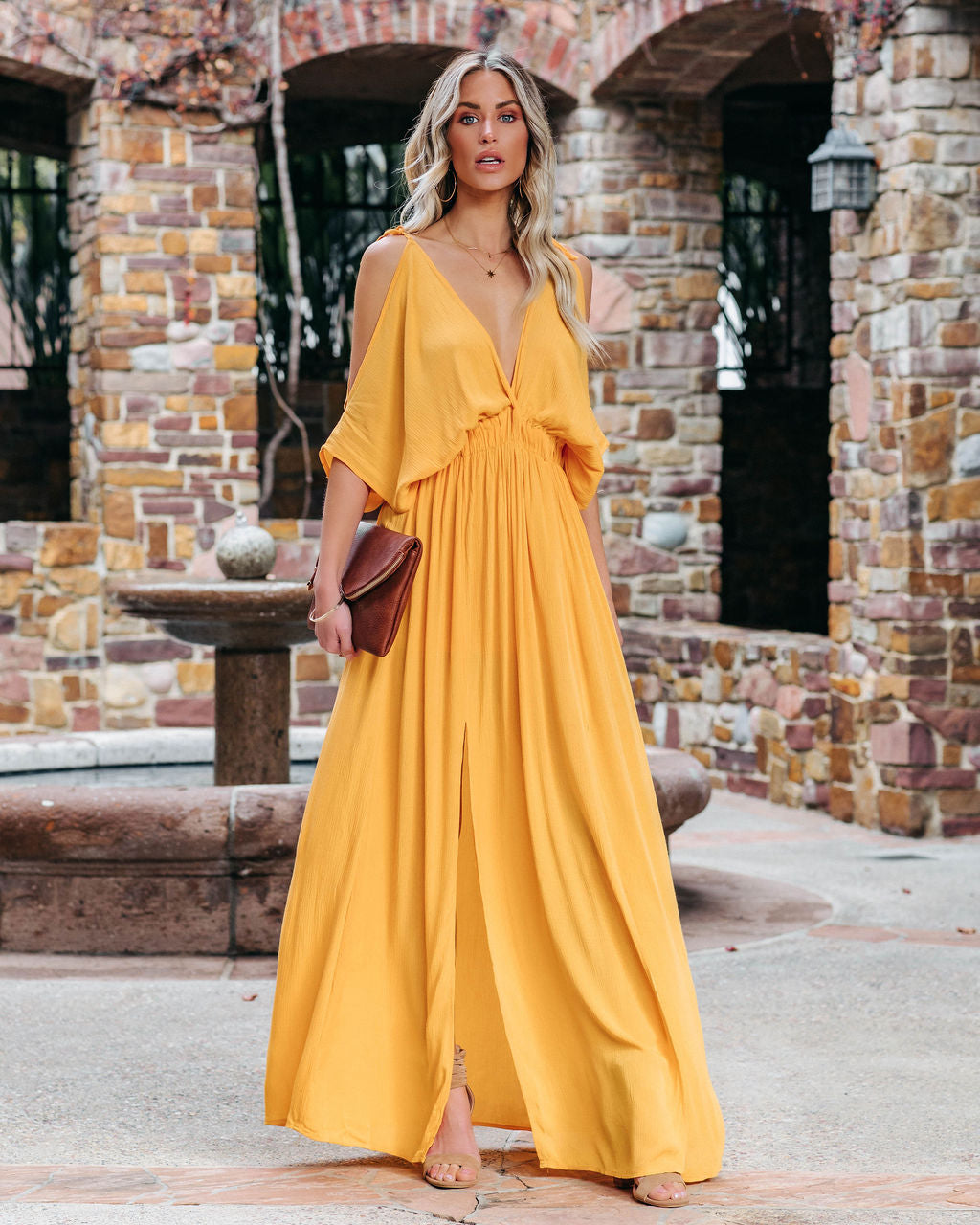 Korrine Cold Shoulder Maxi Dress - Marigold Ins Street