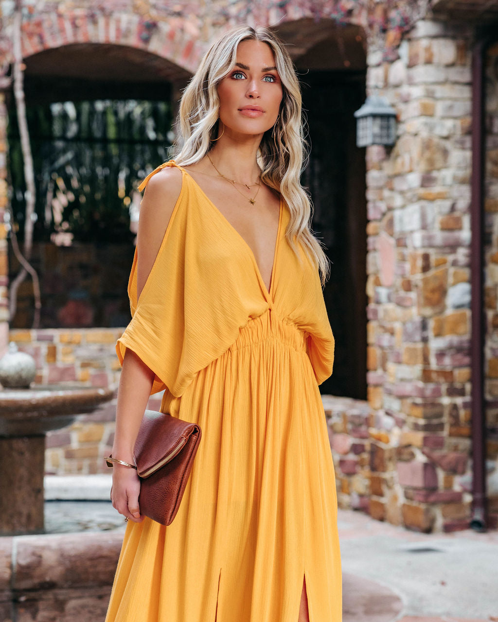 Korrine Cold Shoulder Maxi Dress - Marigold Ins Street