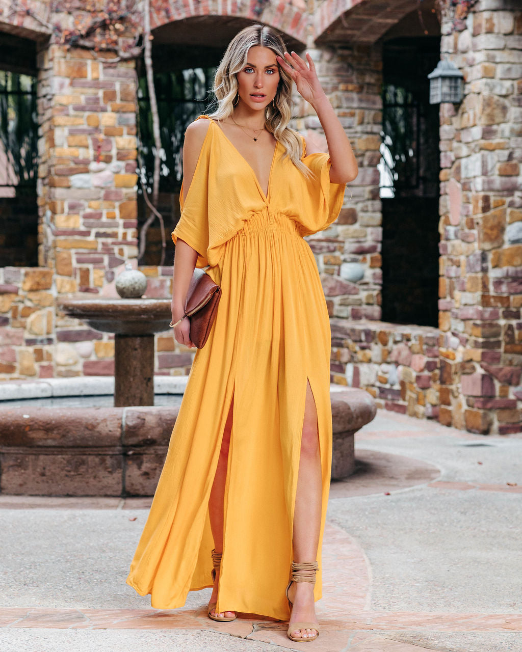 Korrine Cold Shoulder Maxi Dress - Marigold Ins Street