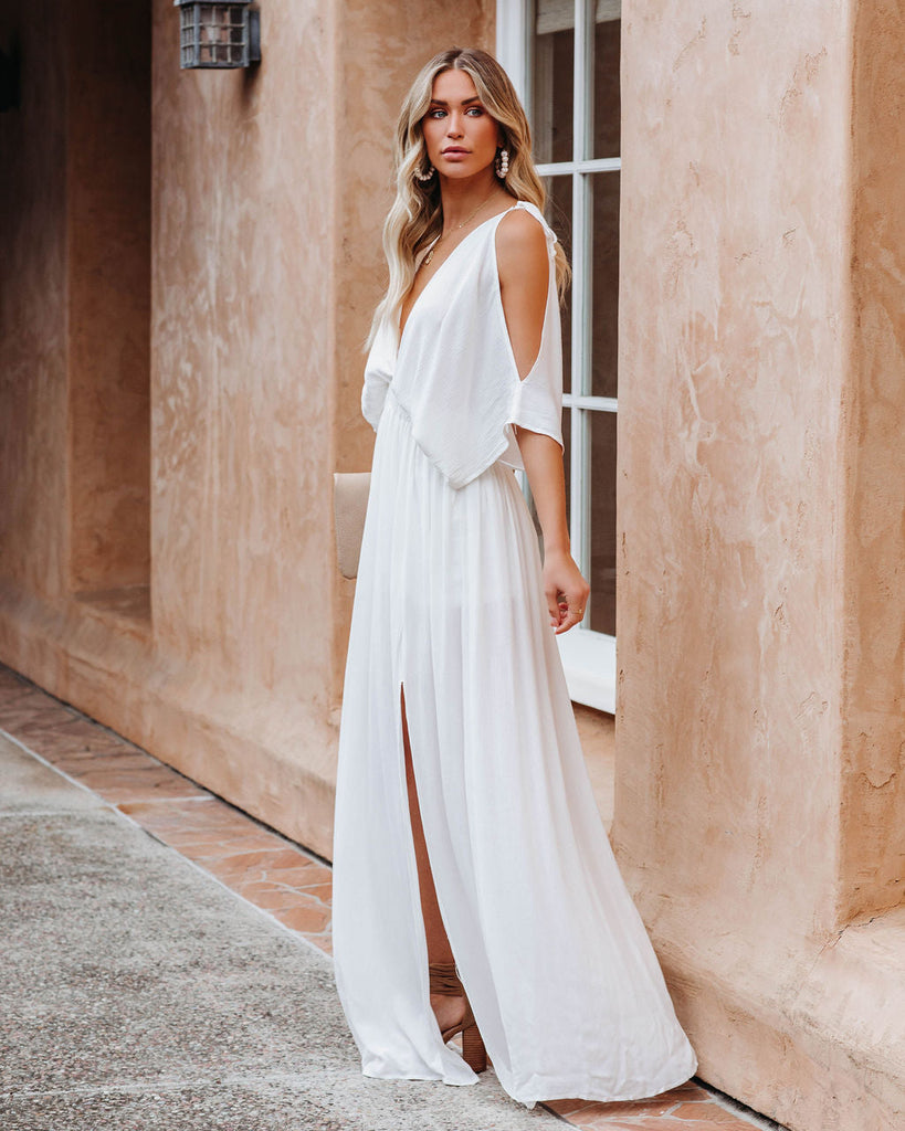 Korrine Cold Shoulder Maxi Dress Off White Insstreet 5718