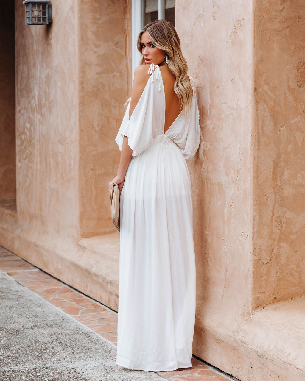 Korrine Cold Shoulder Maxi Dress - Off White Ins Street