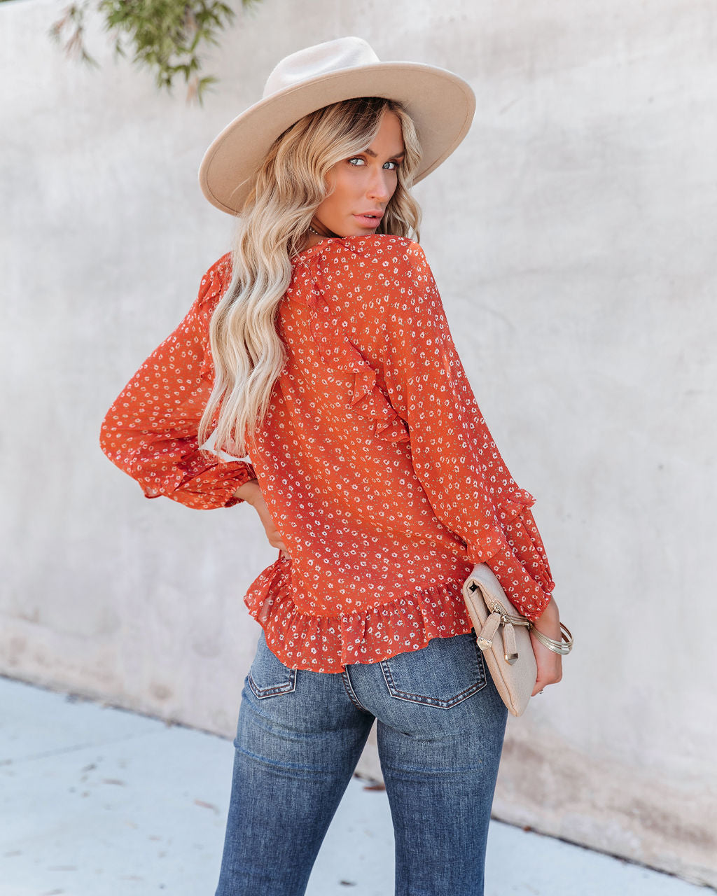 Krishan Floral Ruffle Button Down Blouse Ins Street