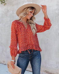 Krishan Floral Ruffle Button Down Blouse Ins Street