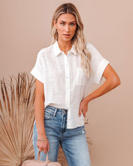 Krissy Cotton Woven Button Down Top - White Ins Street