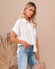 Krissy Cotton Woven Button Down Top - White Ins Street