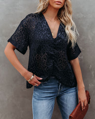 Lacole Leopard Burnout Blouse Ins Street