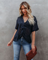 Lacole Leopard Burnout Blouse Ins Street