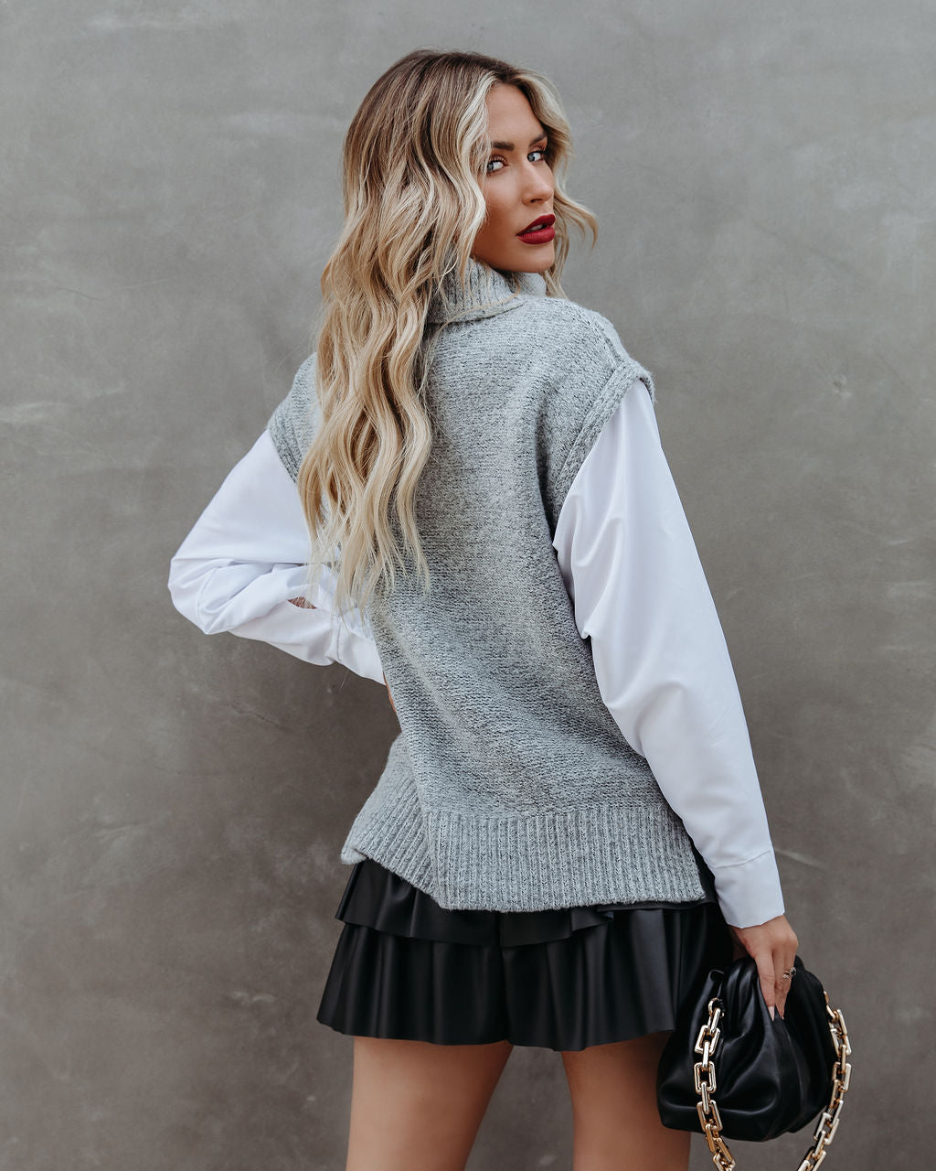 Lancel Contrast Poplin Turtleneck Sweater Ins Street