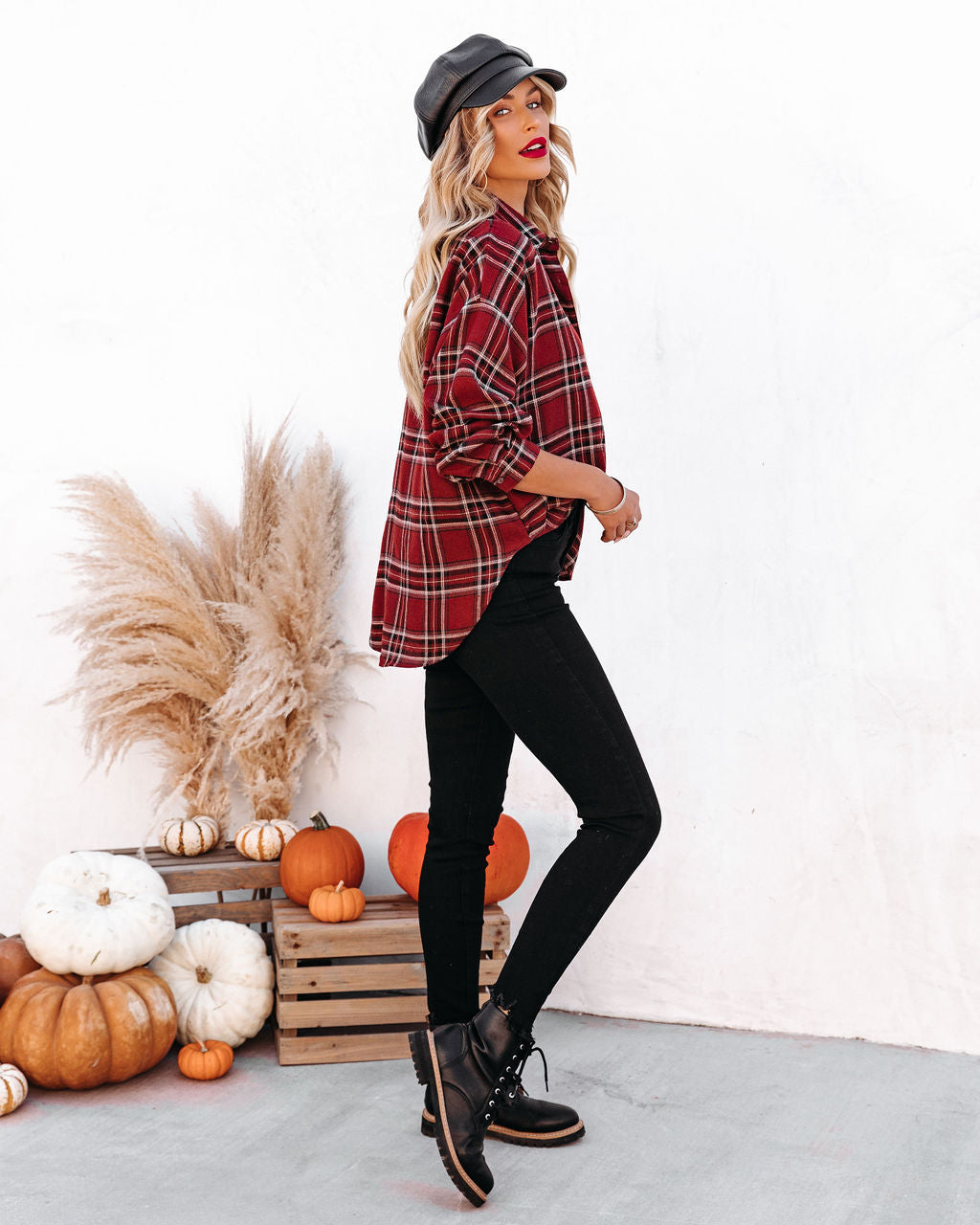 Lannah Cotton Blend Plaid Button Down Top Ins Street