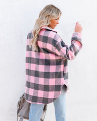 Larry Pocketed Buffalo Plaid Shacket - Pink Ins Street