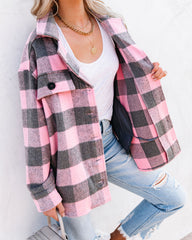 Larry Pocketed Buffalo Plaid Shacket - Pink Ins Street