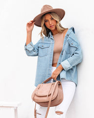 Lassie Button Down Denim Shacket - Light Wash Ins Street