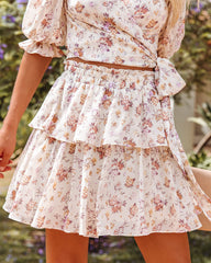 Lavinia Chiffon Floral Tiered Mini Skirt Ins Street