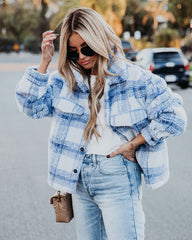 LA Winter Pocketed Plaid Button Down Jacket Ins Street