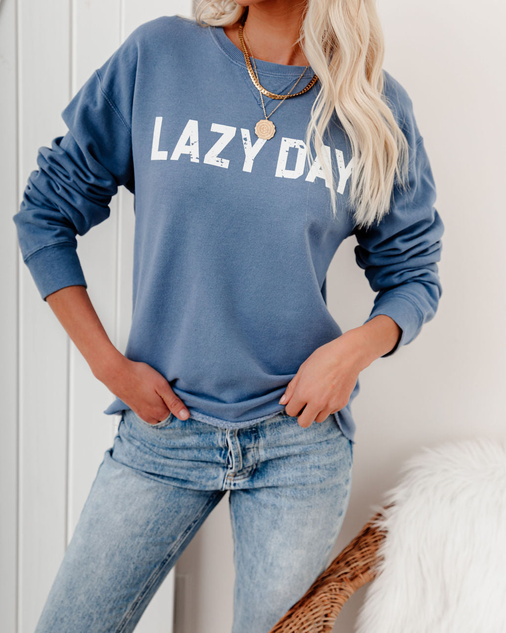 Lazy Day Cotton Blend Sweatshirt Ins Street