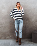 League Collared Striped Knit Rugby Top Ins Street