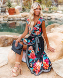 Leander Floral High Low Ruffle Maxi Dress Ins Street