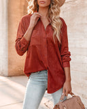 Leone Pocketed Faux Suede Button Down Top - Sienna Ins Street