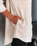 Leone Pocketed Faux Suede Button Down Top - Ivory Ins Street