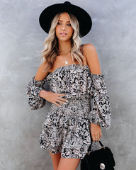 Leonie Smocked Off The Shoulder Paisley Romper Ins Street