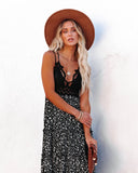 Let It Be Tiered Floral Lace Midi Dress - Black Ins Street