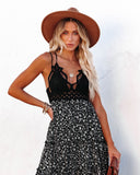 Let It Be Tiered Floral Lace Midi Dress - Black Ins Street