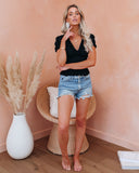 Let The Breeze In Smocked Ruffle Crop Top - Black Ins Street